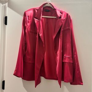 PrettyLittleThing satin pink blazer